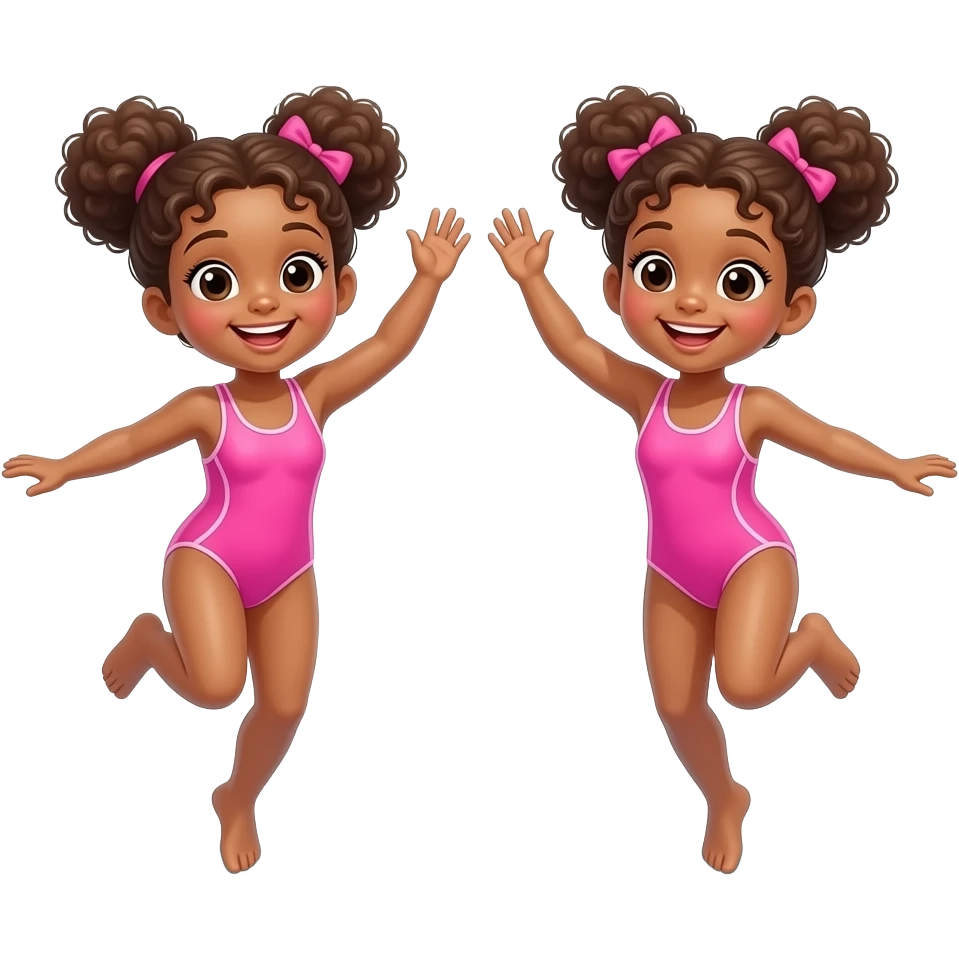 Make a picture of 2 little girls jumping in a pool emoji