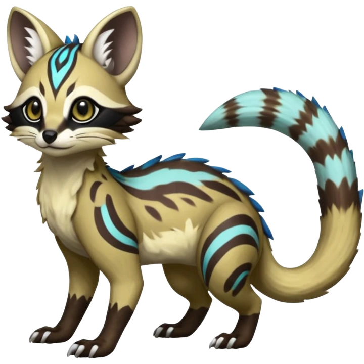 Rare realistic exotic cute epic pretty beautiful handsome gorgeous aesthetic colorful vibrant Vernid-Protogen-Primagen-Wickerbeast-Genet-Trico-species-Fakemon-hybrid-creature by LiLaiRa, beautiful intricate markings, full body emoji