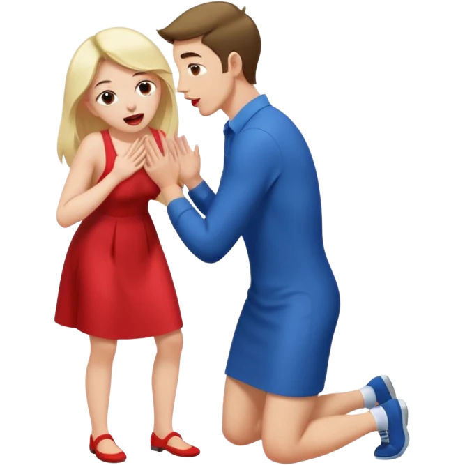 full body of one man down on his hands and knees in front of a woman standing behind him with her tongue out emoji