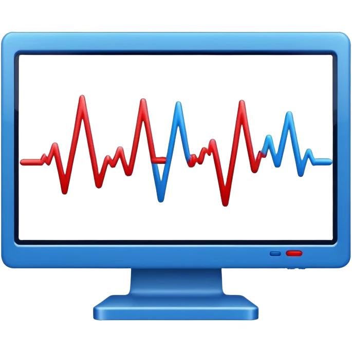 heartbeat line on monitor in blue and red colors emoji