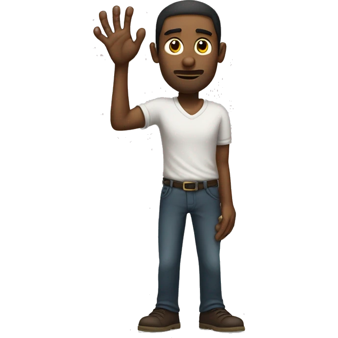 A man with long arms and claws instead of fingers, he has thin legs, and a long head, black emoji