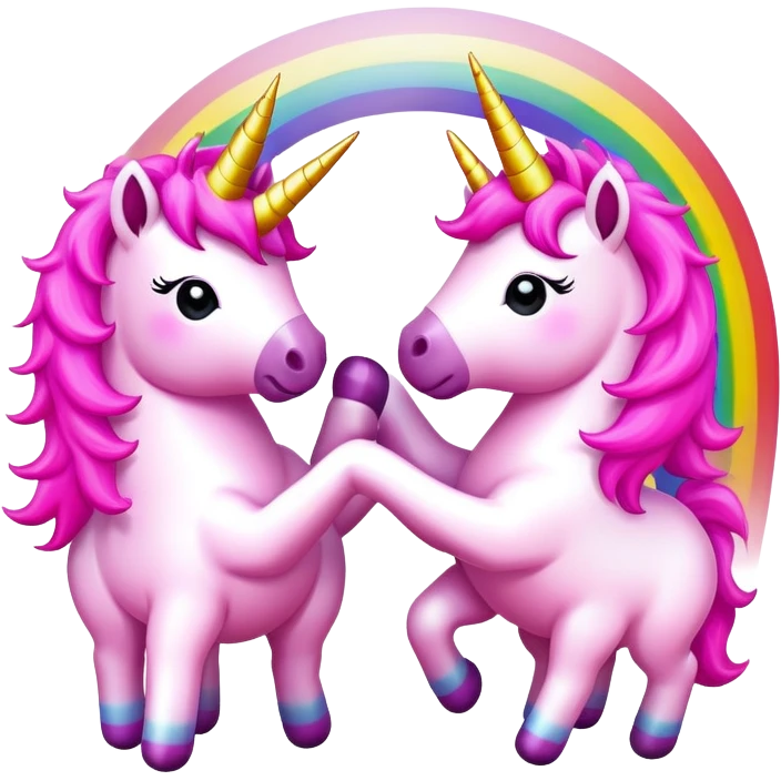 pink fluffy unicorns dancing on rainbows  emoji