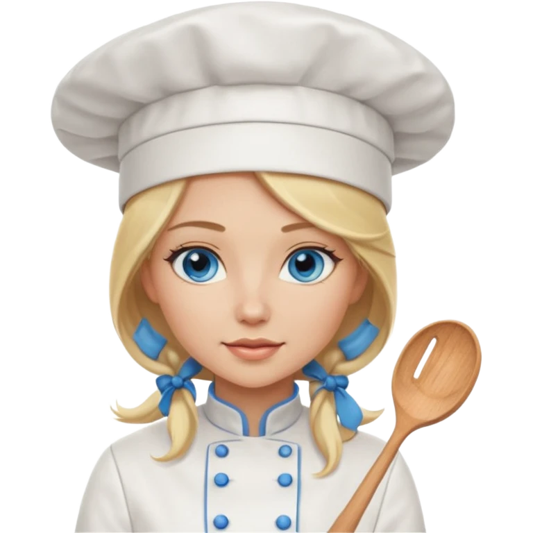 Sexy Long Blonde hair blue eyed female chef emoji