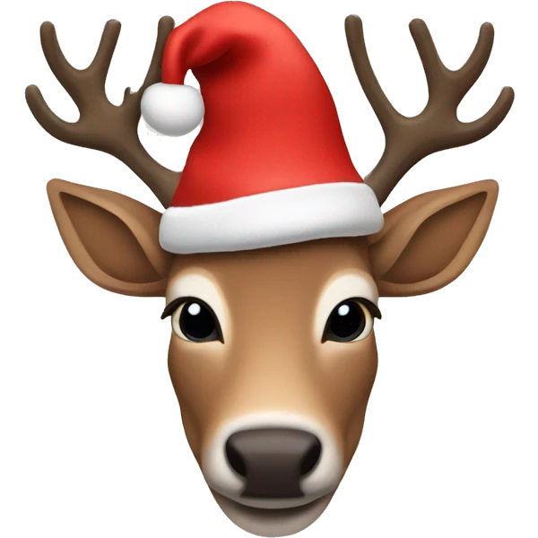 raindeer with santa claus hat emoji