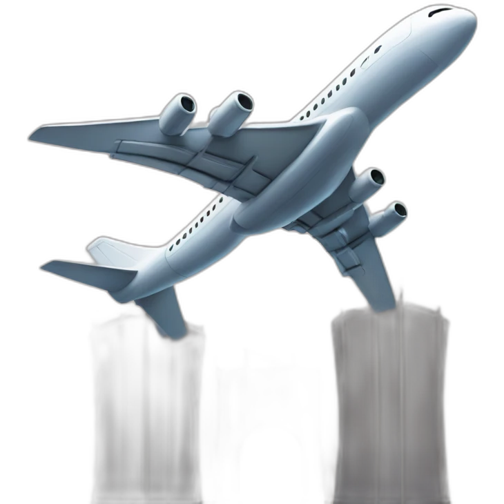 Plane between 2 towers emoji