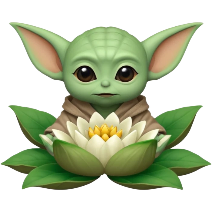 Baby Yoda sentado dentro de una flor de loto emoji
