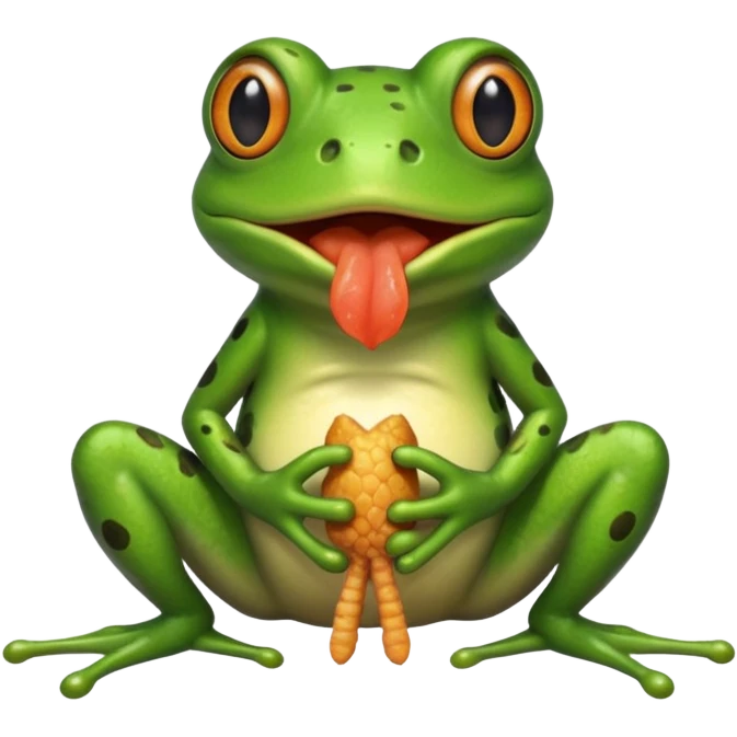 A frog eating chicken feet emoji