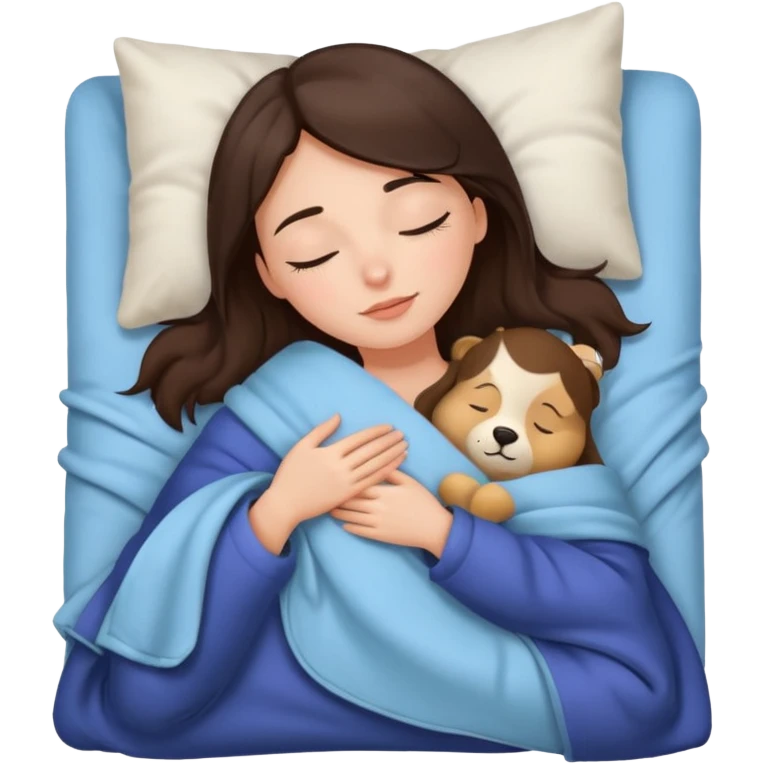 brunette girl sleeping cozy emoji