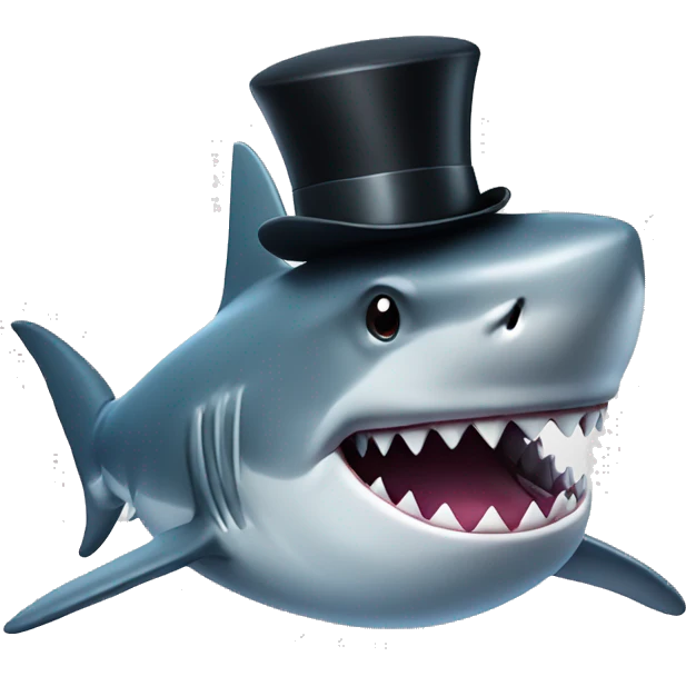 Shark with a top hat emoji