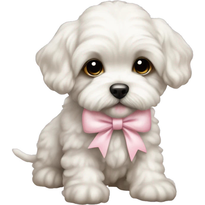 schichon puppy with pale pink bow emoji