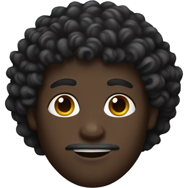 Curly hair man with black skin emoji