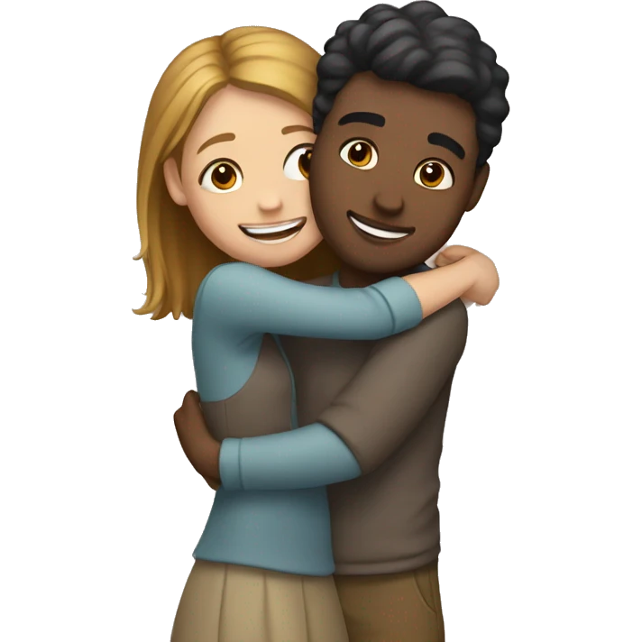 Girl hugging guy emoji