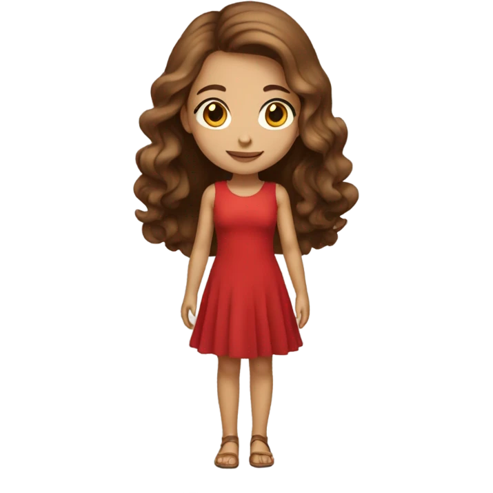 stunning girl in red dress brown hair emoji