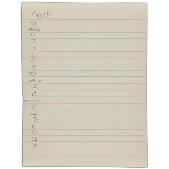 simple paper list with hand written notes emoji
