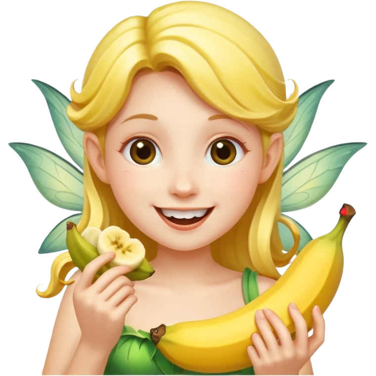 A fairy while eating a banana  emoji