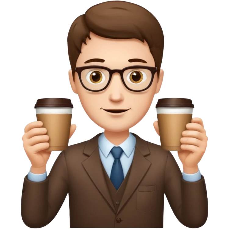 a white man with two glasses of coffee emoji