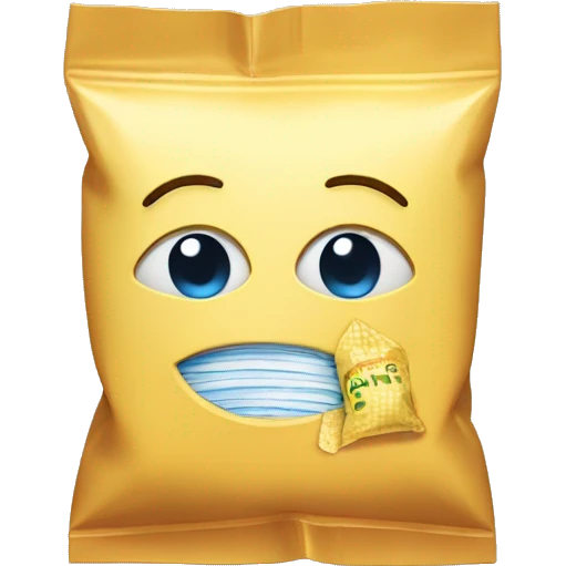 Teary face with a chip bag emoji