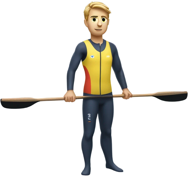 Rower in all in one holding a rowing blade emoji