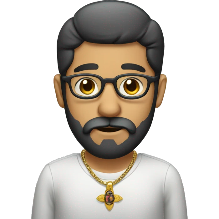 Mexican man with beard and glasses and cross necklace picking his nose emoji