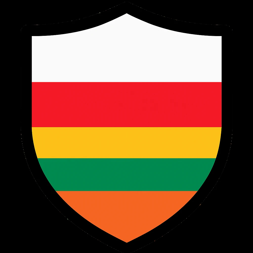 Correct the Polish flag so that it has two horizontal stripes: white on top and red on the bottom, with accurate proportions and no extra elements, keeping the combined flag design with the Lithuanian flag. Maintain the style and composition of the original image. emoji