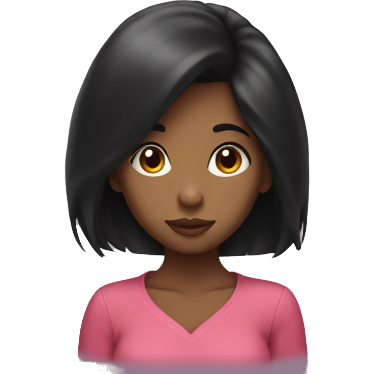 Black hair girl kiss face  emoji