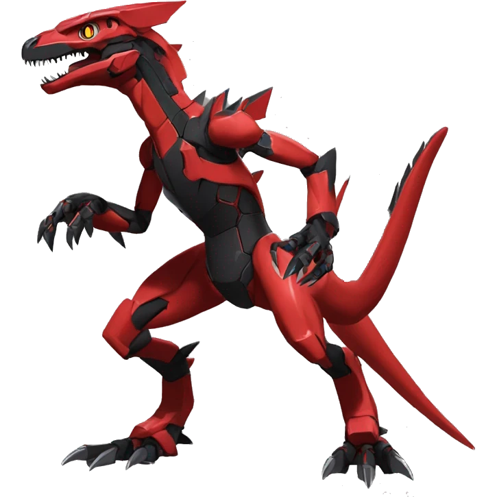  Cool Edgy Black Red Digimon-Fakemon-Guilmon-Velociraptor-Dragon-Mecha full body emoji