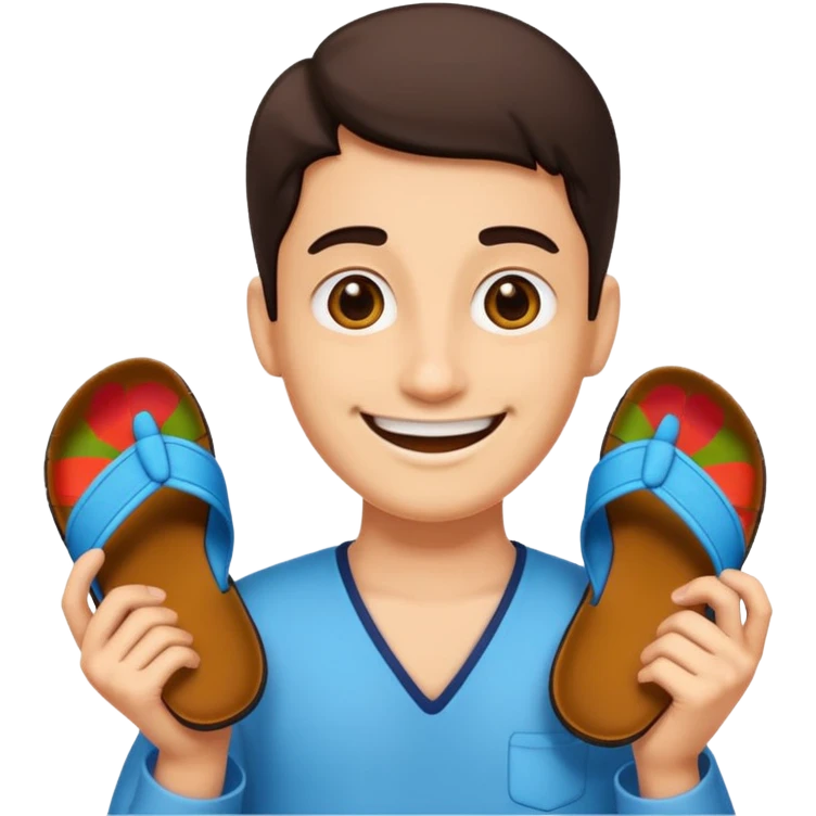 Smile, holding a chappal, emoji emoji