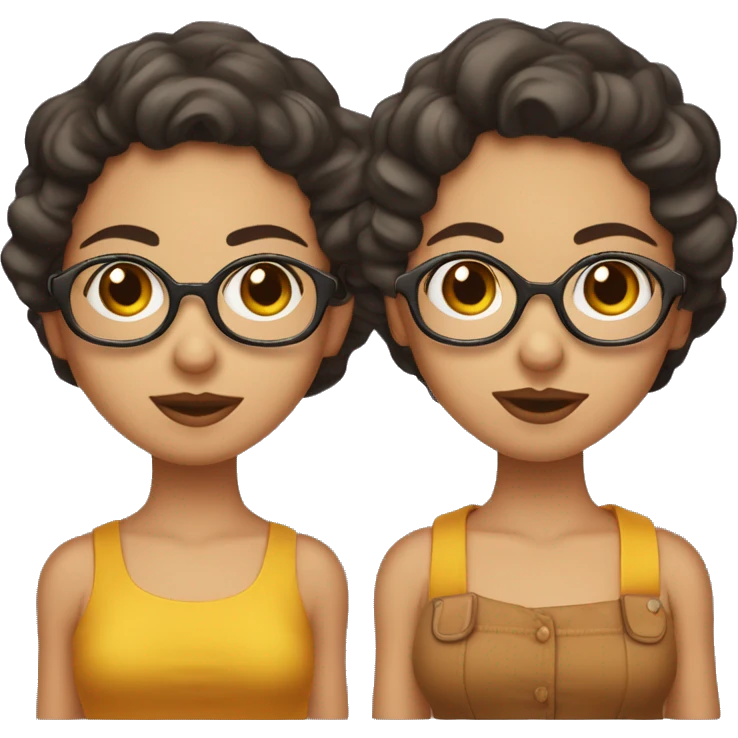 Jovencita de piel morena con cabello rizado y gafas emoji