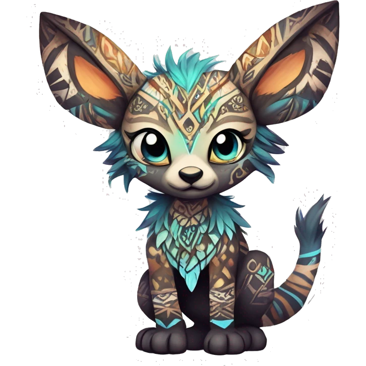 cute Kawaii edgy ethereal shy epic tribal fantasy animal fursona Fionbri creature by griffsnuff & LiLaiRa & Falvie with exotic colors with intricate patterns full body emoji