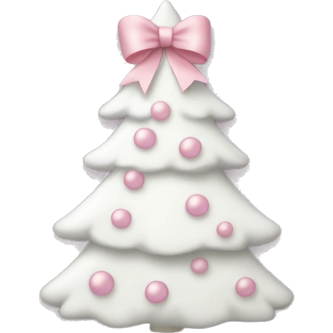 white christmas tree with light pink bows emoji