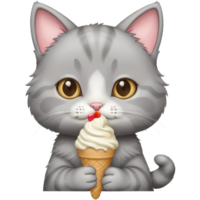baby grey cat with icecream emoji
