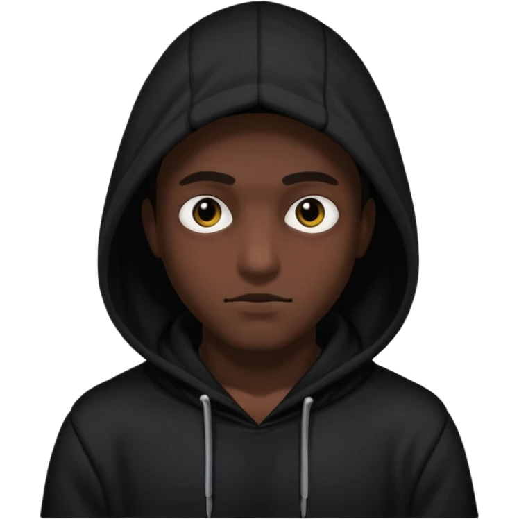 fullbody Mysterious man black hoodie shadow face emoji