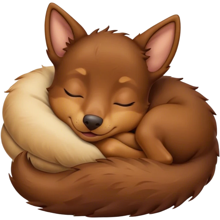 Meme-Worthy Cute Sleeping Brown and Tan Kelpie Portrait Emoji, Head resting peacefully with a contented smile, showcasing a delightfully agile build and a luxuriously soft brown and tan Fur, eyes shut in a serene nap, Simplified yet hilariously adorable features, highly detailed, glowing with a soft, drowsy light, high shine, relaxed and utterly lovable, stylized with an air of playful laziness, bright and heartwarming, soft glowing outline, capturing the essence of a comically sleepy herder, so meme-worthy it feels like it could instantly become the next viral sensation of adorable slumber! emoji