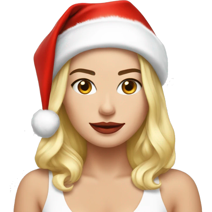 Margot Robbie with santa hat emoji