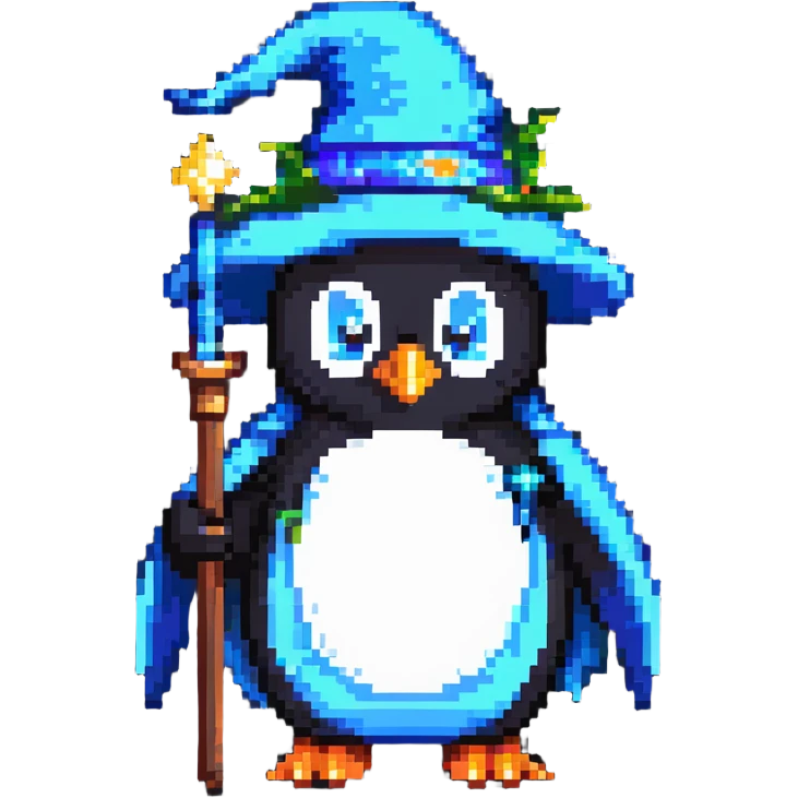 penguin wizard pixel art emoji