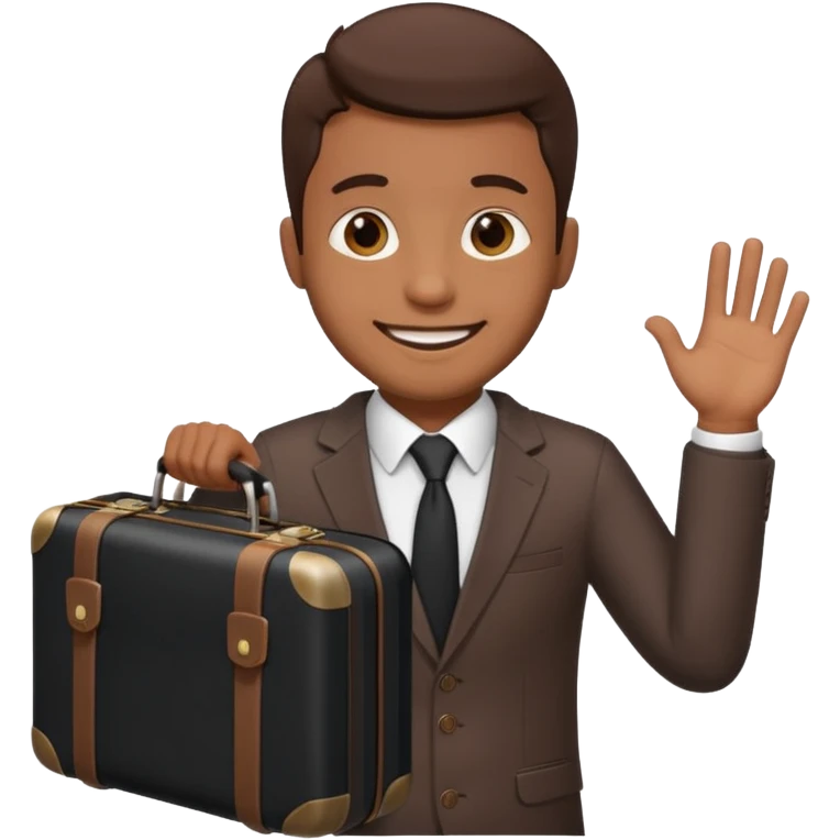 A BROWN business man with a suitcase in his hand emoji