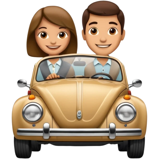 A couple riding a Volkswagen Beetle  emoji