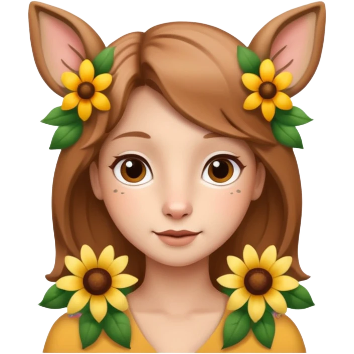 Adult Cute human like fawn with flowers emoji