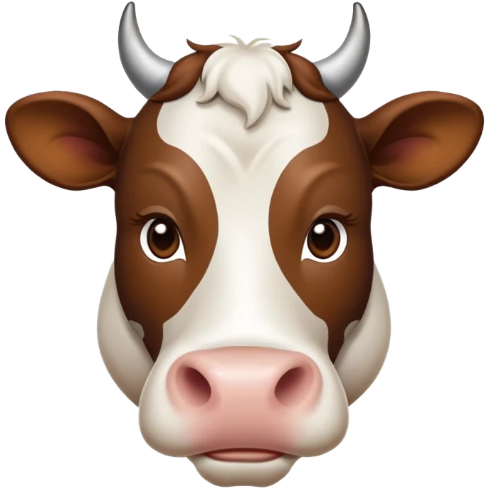 cinematic-noble-brown-and-white-cow-portrait-emoji,-poised-and-regal,-with-a-large,-sturdy-build-and-a-beautifully-patterned-hide-of-rich-brown-accented-by-crisp-white-patches,-deep-set-soulful-brown-eyes,-simplified-yet-sharp-and-sophisticated emoji