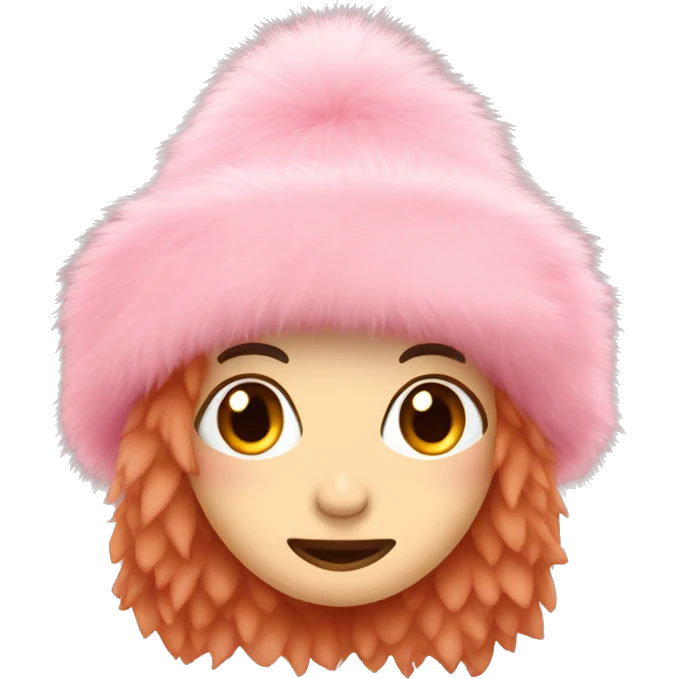 Cute pink fur hat for winter emoji
