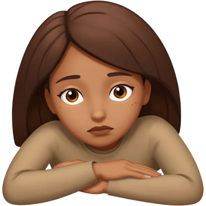 defeated brown girl laying down  emoji