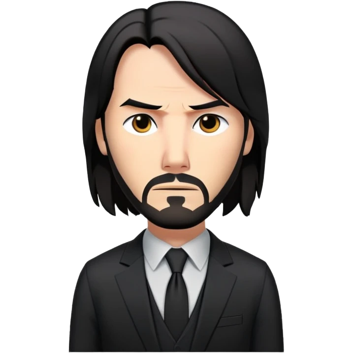 John Wick character with black suit, long dark hair, and serious expression emoji