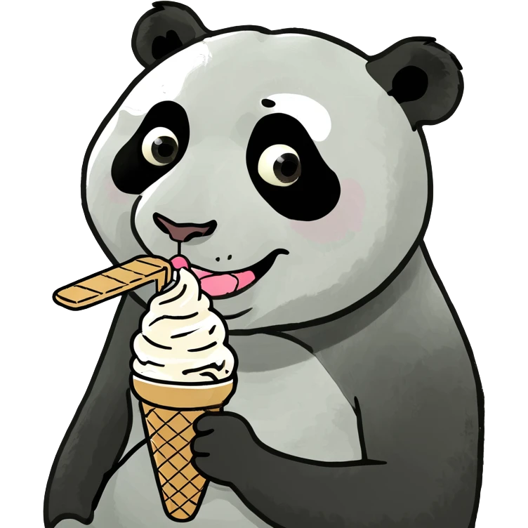 Panda eating ice cream emoji