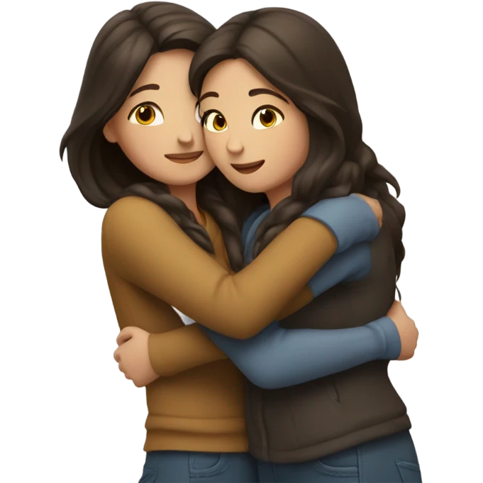 Girl hugs girl both brunette emoji