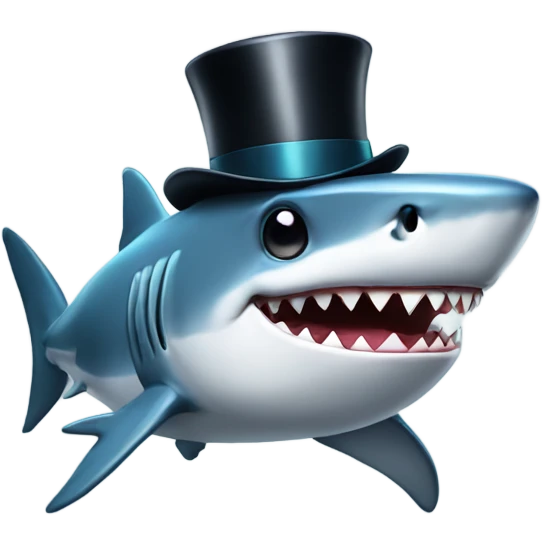 Shark with a top hat emoji
