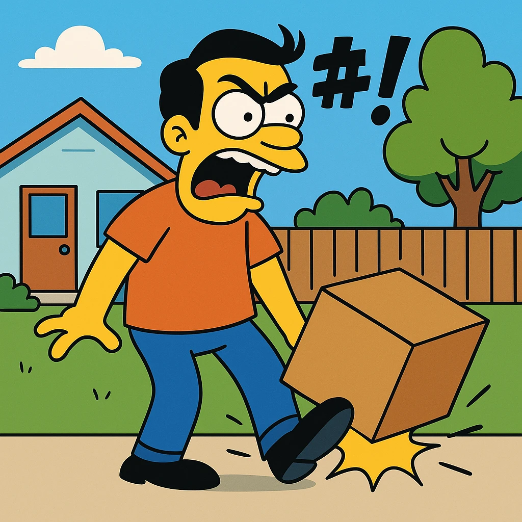 He shouted an expletive when he dropped the heavy box on his foot. emoji