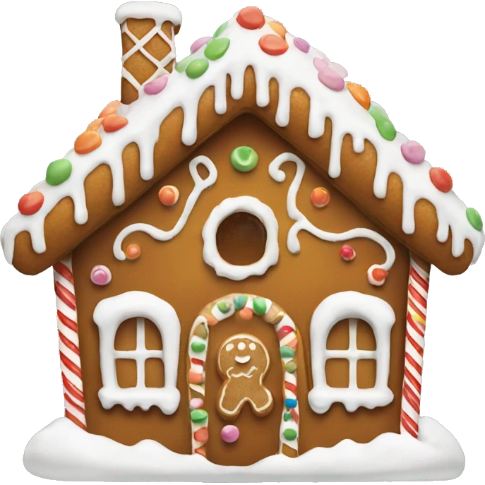 Cute gingerbread house with white icing emoji