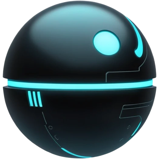 Black modern futuristic cyberpunk planet with cyan glowing accents emoji