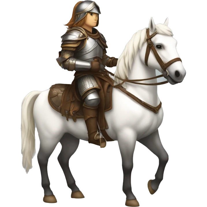 a white avar nomadic soldier on a horse from the side with leather armor on emoji