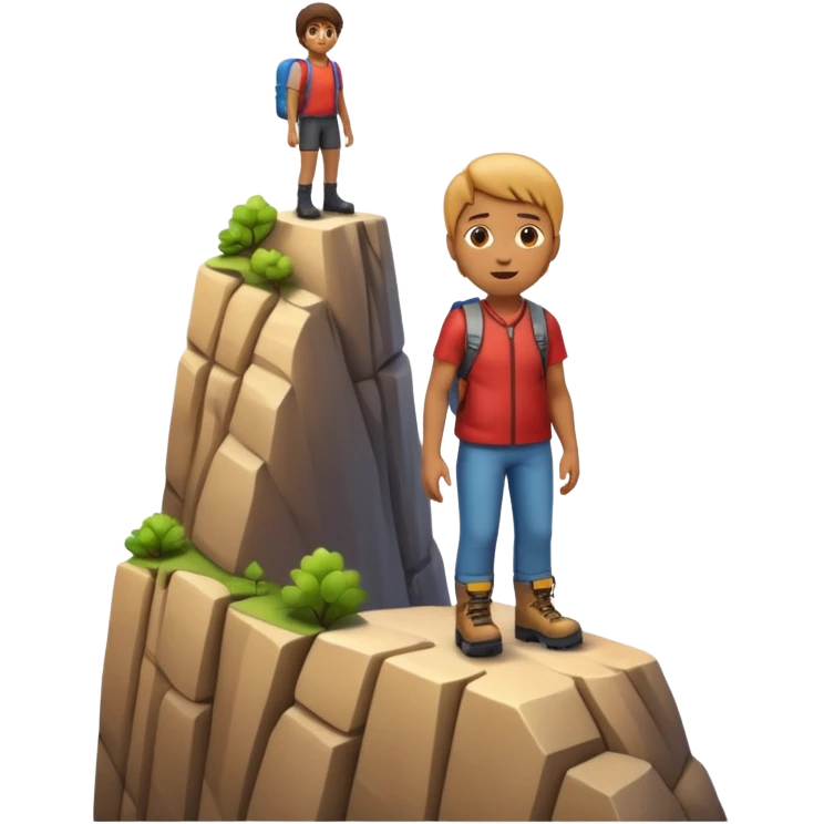 A 3D emoji of a person standing at the edge of a steep cliff in Apple style. The person faces forward, close to the edge, showing a sense of height and danger. Clean, glossy , isolated on white background.


 emoji